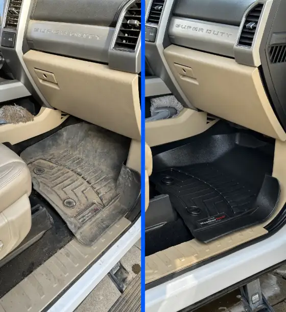 Floor mat before and after